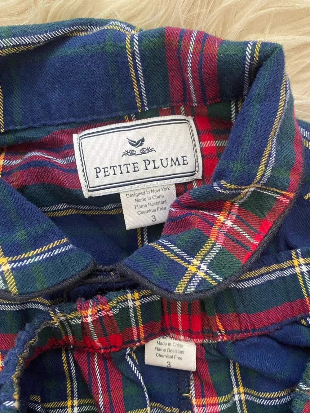 Petite Plume Windsor Tartan Red Plaid Kid's Brushed Twill Pajama Set Christmas 3